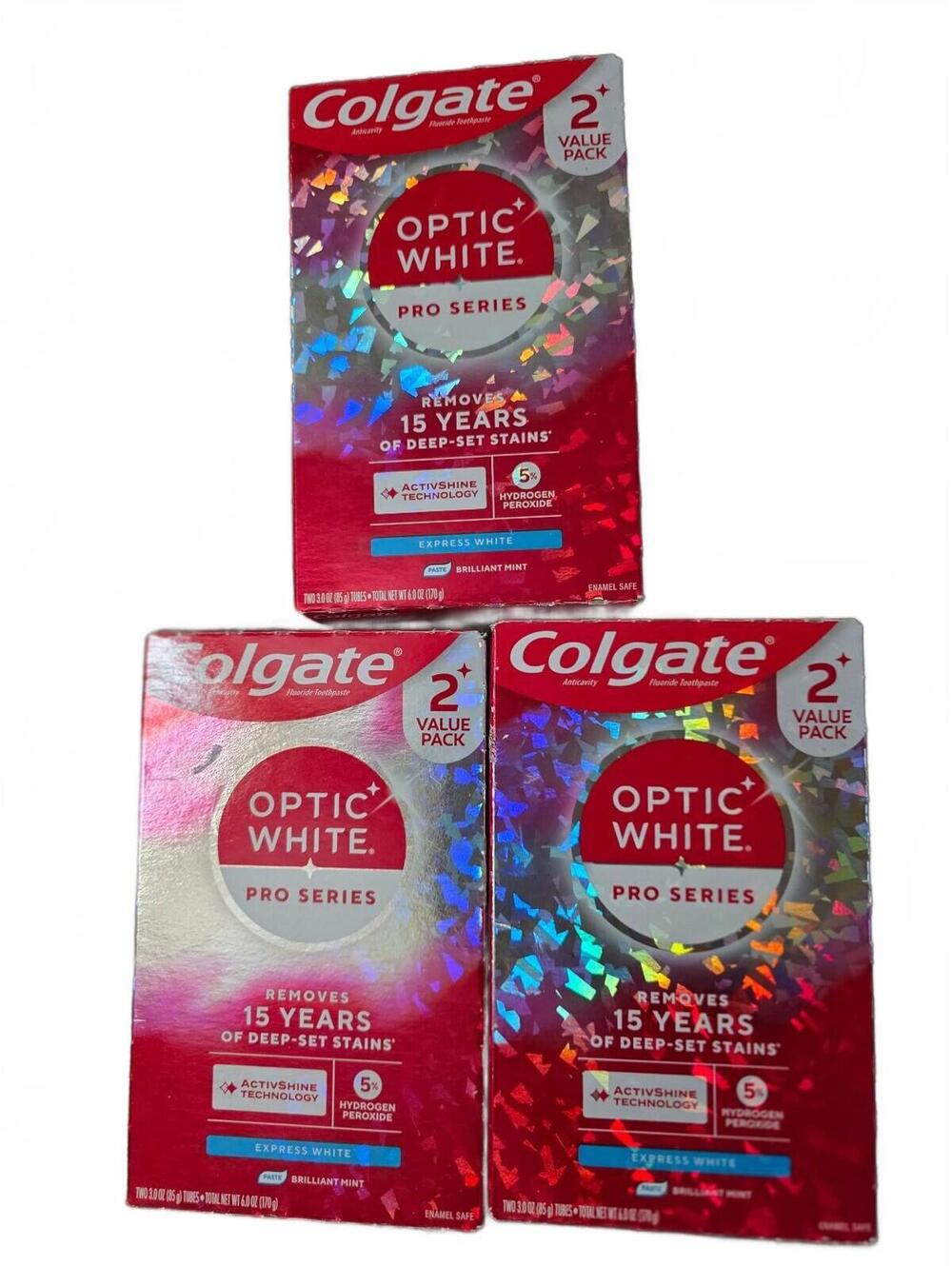 Lot of 3! Colgate Optic White Pro Series Toothpaste 2+ Value Pack